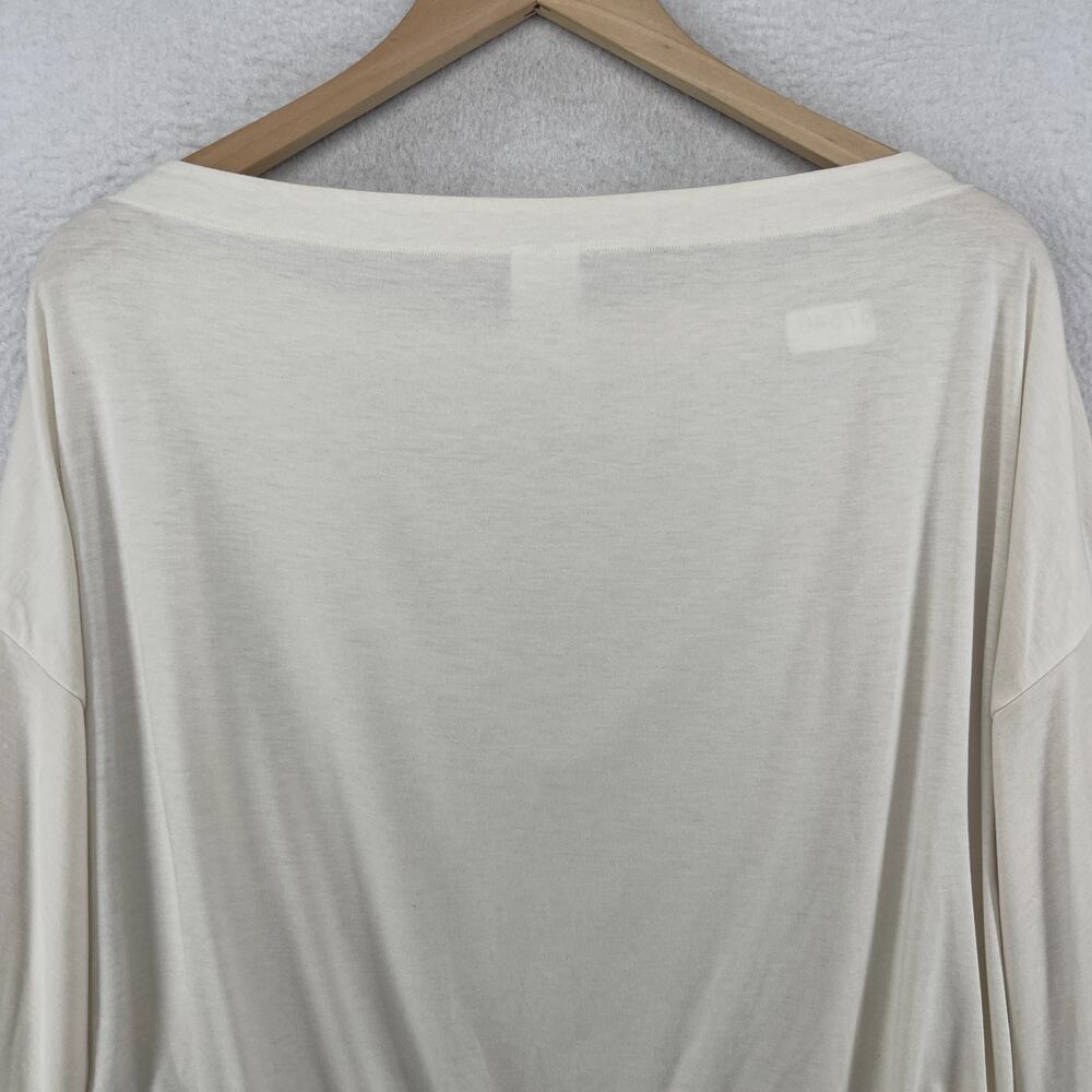ATHLETA Top M Oversized Cropped Boat Neck Long Sleeve Cinched Off White - Picture 8 of 12